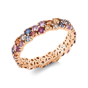 Ring aus 750 Gold Rotgold 52 Saphire 1,99ct mehrfarbig B:4mm