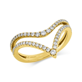 Ring aus 750 Gold Gelbgold 64 Brillanten 0,33ct TW-SI B:14mm