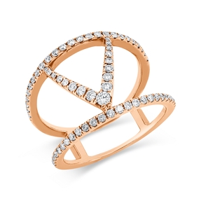 Ring aus 750 Gold Rotgold 67 Brillanten 0,5ct TW-PI B:14,4mm