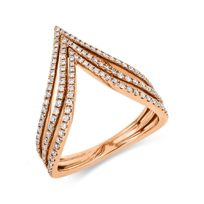 Ring aus 750 Gold Rotgold 121 Brillanten 0,49ct TW-SI B:15,5mm