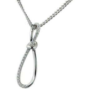 Anhänger Schleife 27,3x9,4mm aus 925 Silber rhodiniert mit 26 Zirkonia