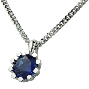 Anhänger aus 925 Silber rhodiniert mit synthetischem Spinell blau 14,2x9mm
