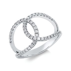 Ring aus 750 Gold Weißgold 50 Brillanten 0,41ct TW-SI B:12,8mm