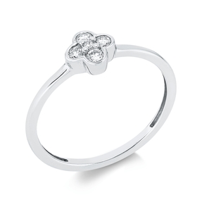 Ring aus 750 Weißgold 4 Brillanten 0,14ct TW-SI 1 Brillant 0,01ct TW-SI B:6,1mm