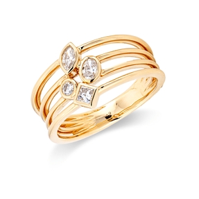 Ring aus 750 Gold Gelbgold 4 Diamanten 0,36ct TW-SI B:11,1mm Zarge