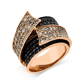 Ring aus 750 Rotgold 181 Diamanten 4,36ct B:18,7mm Fassung teils schwarz rhodiniert