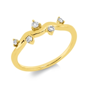 Ring aus 750 Gold Gelbgold 5 Brillanten 0,13ct TW-SI B:6mm