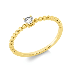Solitaire Ring aus 750 Gold Gelbgold Brillant 0,12ct TW-PI B:3,1mm