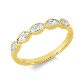 Ring aus 750 Gold Gelbgold 5 Diamanten Navette-Schliff 0,4ct TW-SI B:3,1mm