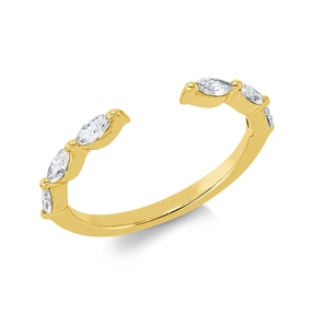Ring aus 750 Gold Gelbgold 6 Diamanten Navette-Schliff 0,4ct TW-SI B:2,4mm