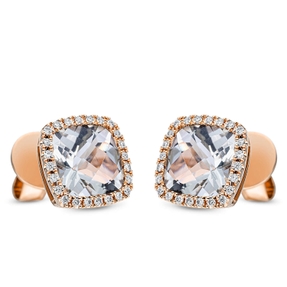 Ohrstecker aus 750 Rotgold 2 Amethyste 2,7ct grün 48 Brillanten 0,15ct TW-SI 9x9mm