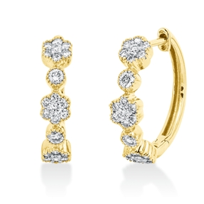 Creolen aus 750 Gelbgold 46 Diamanten 0,7ct TW-SI 18,4x4,1mm Fassung rhodiniert