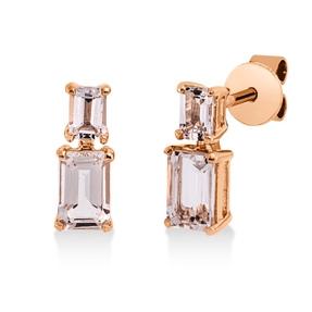 Ohrstecker aus 750 Gold Rotgold 4 Morganite 1,33ct 11,3x4,6mm 4er-Krappe