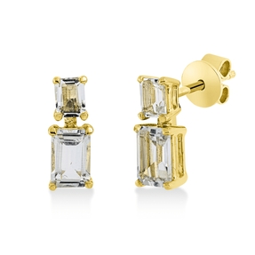 Ohrstecker aus 750 Gold Gelbgold 4 Amethyste 1,7ct grün 11,4x4,7mm 4er-Krappe