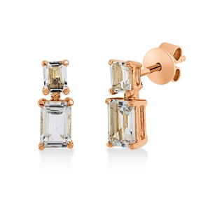 Ohrstecker aus 750 Gold Rotgold 4 Amethyste 1,59ct grün 11,4x4,7mm 4er-Krappe