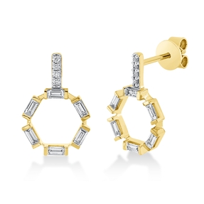 Ohrstecker 750 Gelbgold 20 Diamanten 0,34ct TW-SI 16,1x10,7mm Fassung rhodiniert