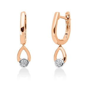 Creolen aus 750 Gold weiß/rot 14 Brillanten 0,03ct TW-SI 20,3x5mm