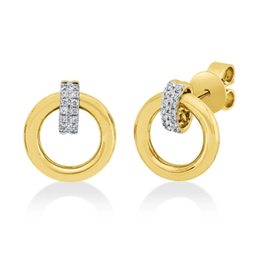 Ohrstecker aus 585 Gold gelb/weiß 28 Brillanten 0,08ct TW-SI 14,6x11,3mm