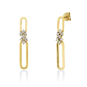 Ohrstecker aus 585 Gold Gelbgold 14 Brillanten 0,31ct W-SI/PI 31,8x5,1mm