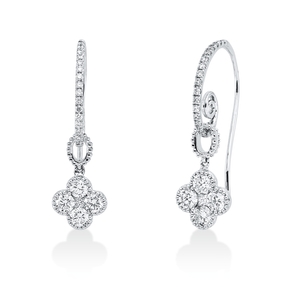 Ohrhänger aus 750 Gold Weißgold 42 Diamanten 0,94ct 24,7x7,9mm