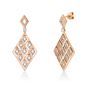 Ohrstecker aus 750 Gold Rotgold 206 Diamanten 0,57ct TW-SI 36,8x16,1mm