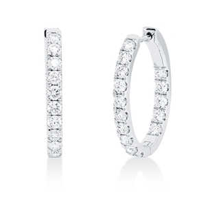 Creolen aus 750 Gold Weißgold 30 Brillanten 1,53ct TW-SI 21,7x2,6mm