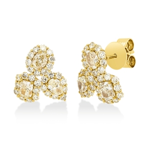 Ohrstecker aus 750 Gold Gelbgold 64 Diamanten 2,4ct gelb 12,7x11,6mm