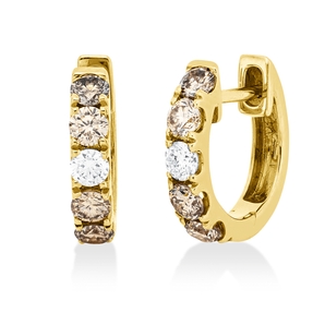 Creolen aus 750 Gold Gelbgold 10 Diamanten 0,64ct 11,4x2,3mm