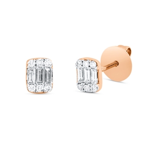 Ohrstecker aus 750 Rotgold 18 Diamanten 0,22ct TW-SI 5,4x4,3mm Fassung rhodiniert