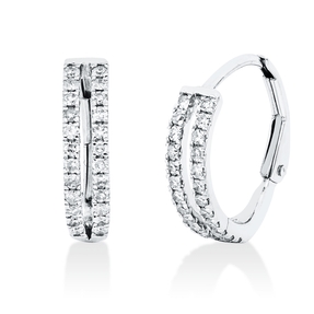 Creolen aus 585 Gold Weißgold 48 Diamanten 0,28ct TW-SI/PI 14,2x3,2mm