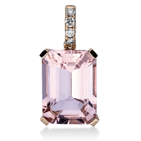 Anhänger aus 750 Rotgold Morganit 6,6ct pink 4 Brillanten 0,1ct TW-SI 21,5x10,1mm