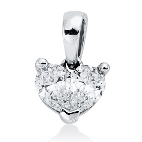 Anhänger Herz aus 750 Weißgold 2 Diamanten Tropfen-Schliff 0,36ct F-VSI 9,8x6,3mm