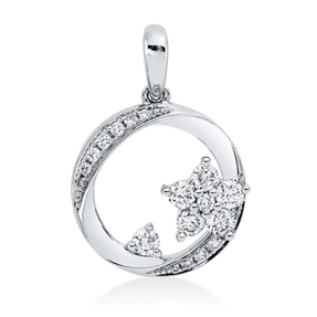 Anhänger aus 750 Gold Weißgold 16 Diamanten 0,37ct TW-SI 21x14,1mm