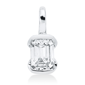 Solitaire Anhänger 750 Weißgold Diamant Smaragd-Schliff 0,18ct TW-SI 8,3x3,5mm