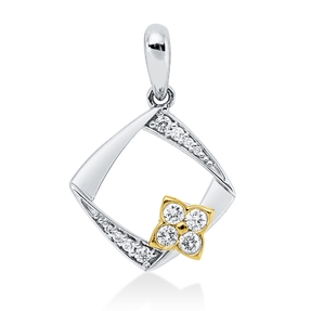 Anhänger aus 750 Gold gelb/weiß 12 Diamanten 0,13ct TW-SI 19,5x13mm mit Öse