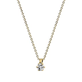 Solitaire Collier aus 750 Gold Gelbgold Brillant 0,05ct TW-SI L:42cm 6er-Krappe