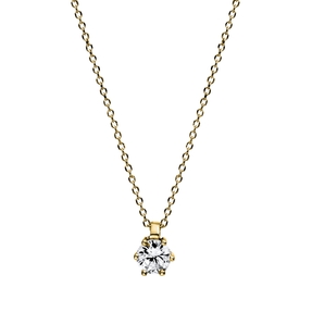 Solitaire Collier aus 750 Gold Gelbgold Brillant 0,15ct TW-SI L:42cm 6er-Krappe