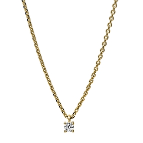 Solitaire Collier aus 585 Gold Gelbgold Brillant 0,05ct TW-SI L:42cm 4er-Krappe