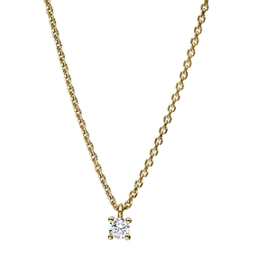 Solitaire Collier aus 585 Gold Gelbgold Brillant 0,1ct TW-SI L:42cm 4er-Krappe