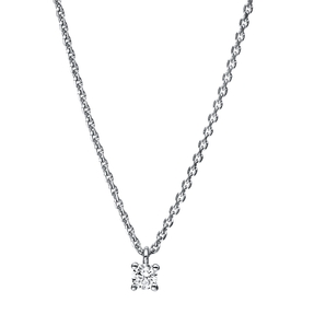 Solitaire Collier aus 585 Gold Weißgold Brillant 0,1ct TW-SI L:42cm 4er-Krappe