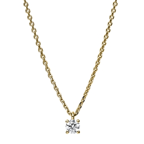 Solitaire Collier aus 585 Gold Gelbgold Brillant 0,15ct TW-SI L:42cm 4er-Krappe