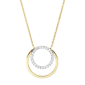 Collier aus 750 Gelbgold 26 Brillanten 0,2ct TW-SI L:45cm Fassung rhodiniert