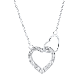 Collier Herz aus 750 Gold Weißgold 20 Brillanten 0,2ct TW-SI L:45cm