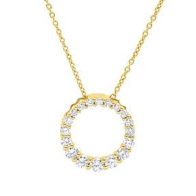 Collier Kreis aus 750 Gold Gelbgold 18 Diamanten 0,49ct TW-SI L:45cm