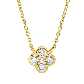 Collier aus 750 Gelbgold 4 Brillanten 0,14ct TW-SI 1 Brillant 0,01ct TW-SI L:45cm