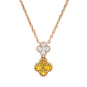 Collier aus 750 Rotgold 5 Saphire 0,32ct gelb 5 Brillanten 0,12ct TW-SI L:45cm