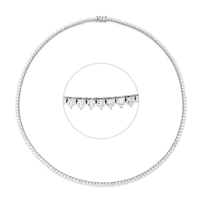 Collier aus 750 Gold Weißgold 164 Brillanten 9,27ct F-VSI L:43,2cm 3er-Krappe
