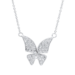 Collier Schmetterling aus 585 Weißgold 38 Diamanten 0,17ct TW-SI/PI L:45,7cm