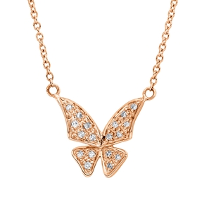 Collier Schmetterling aus 585 Rotgold 18 Brillanten 0,08ct TW-SI/PI L:45,7cm