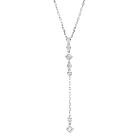 Collier aus 750 Gold Weißgold 7 Diamanten 0,49ct TW-SI L:45,7cm